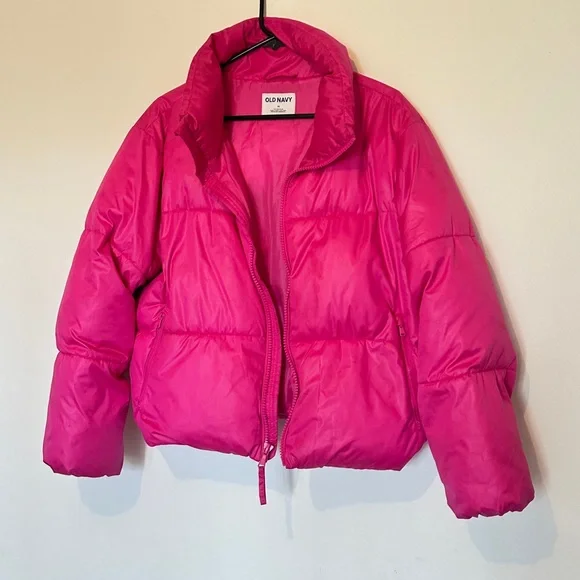 Old Navy Hot Pink Puffer Jacket - Size Medium - Picture 2 of 3